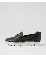Everins Black Gold Leather Flat Shoes