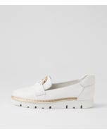 Everins White Gold Leather Flat Shoes