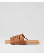 Ellesa Dark Tan Leather Slides
