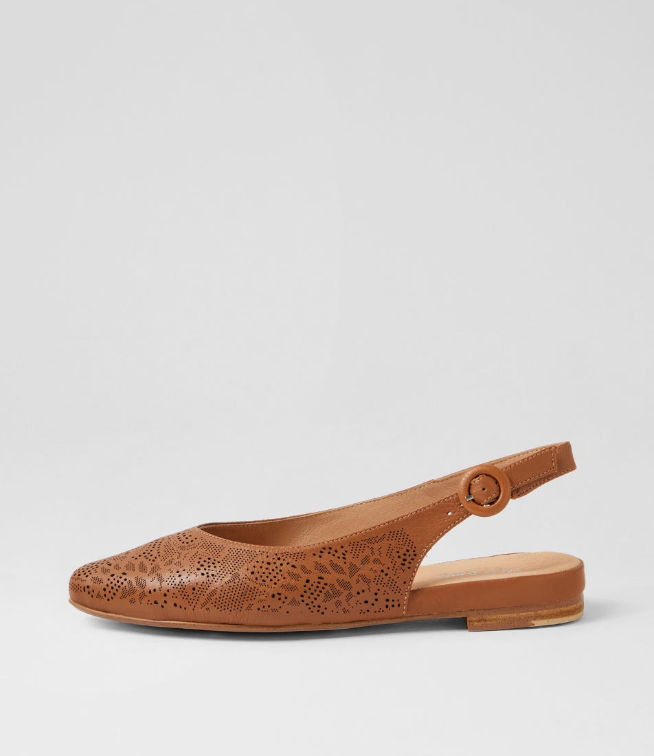 Falo Dark Tan Leather Slingbacks