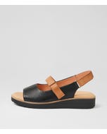 Heeka Black Dark Tan Leather Sandals