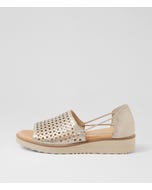 Halare Beige Gold Almond Wash Leather Sandals