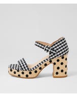 Mistro Black Gingham Fabric Sandals