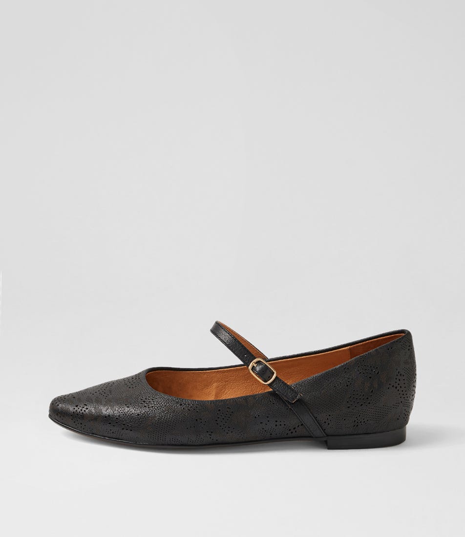 Saffie Black Leather Mary Janes