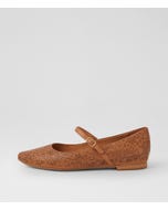 Saffie Dark Tan Leather Mary Janes
