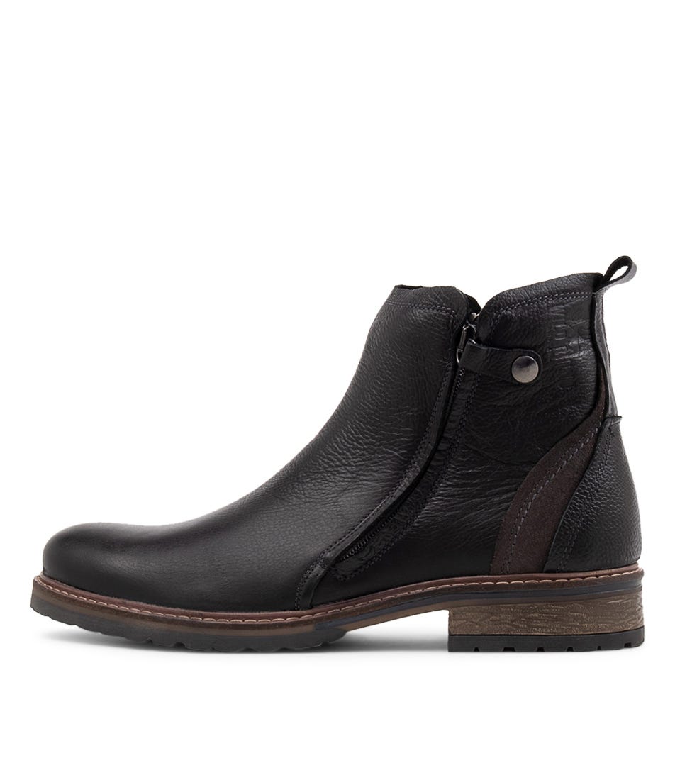 Hunter Nero Black Leather Ankle Boots