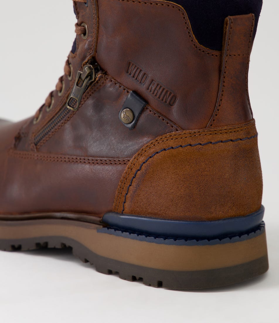 Stout Dark Brown Leather Lace Up Boots by Wild Rhino display picture 1