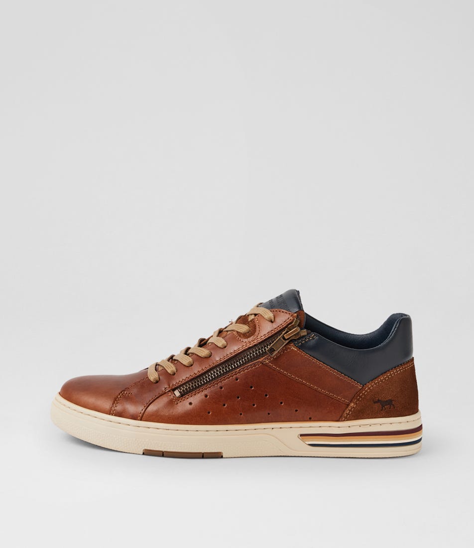 Mooks Dark Tan Leather Lace Ups Sneakers