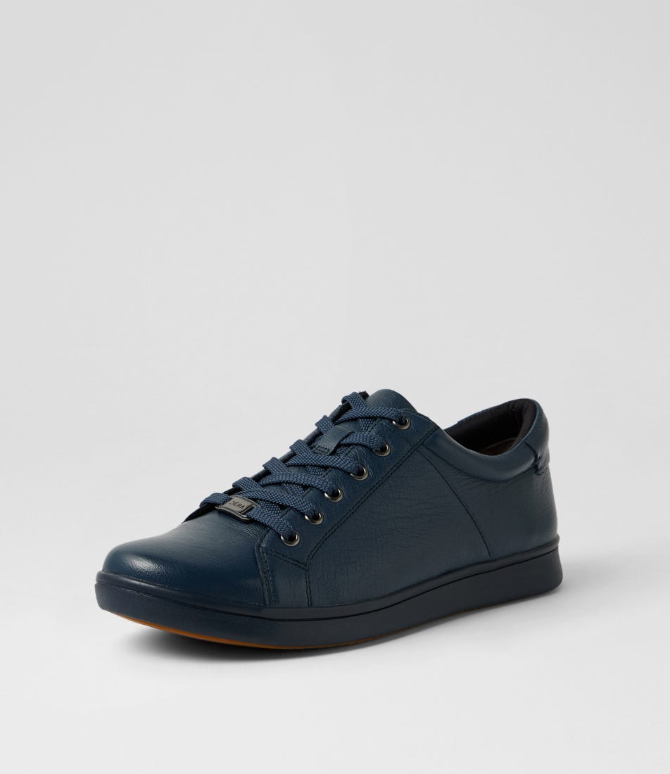 Delilah Xf Navy Leather Lace Up Sneakers by Ziera