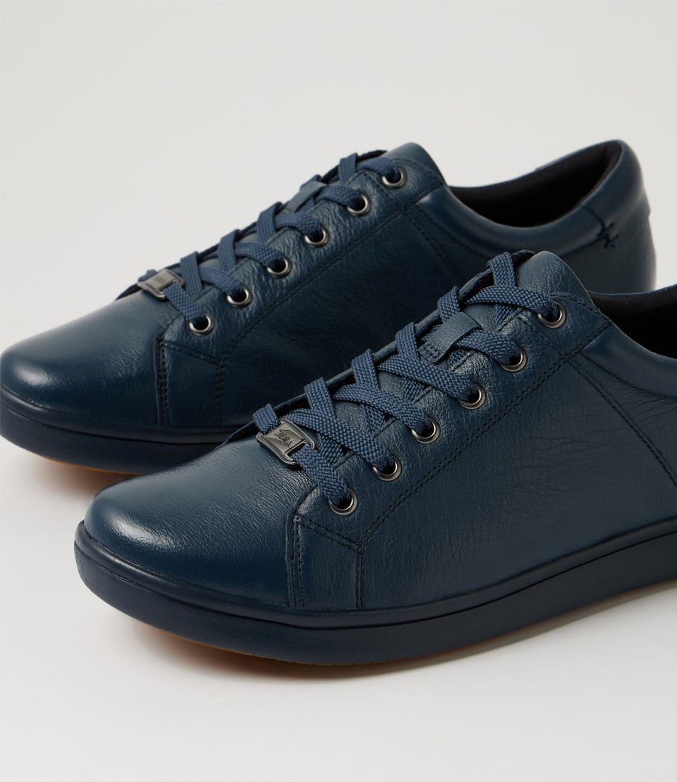 Delilah Xf Navy Leather Lace Up Sneakers by Ziera