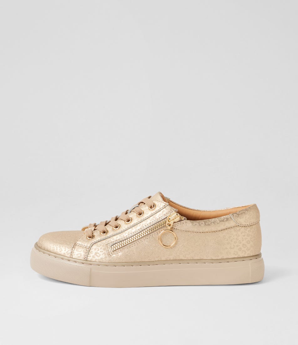Pamela Xf Gold Cheetah Leather Sneakers