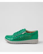 Shovo Xf Bright Emerald Leather Lace Up Sneakers