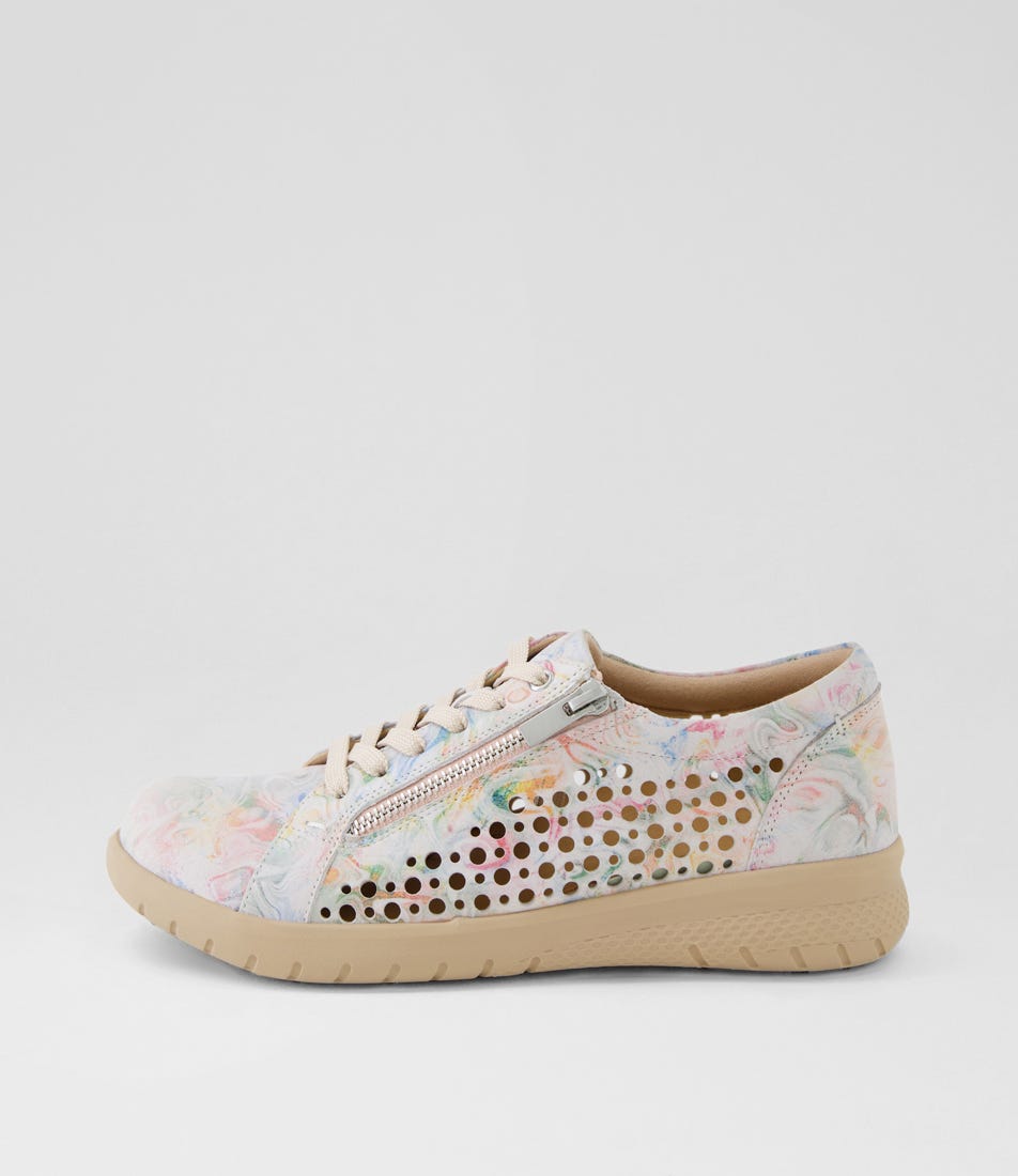 Shovo Xf Nude Floral Leather Sneakers