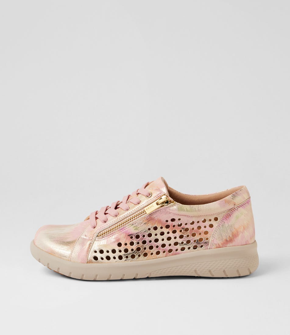 Shovo Xf Peach Multi Leather Sneakers
