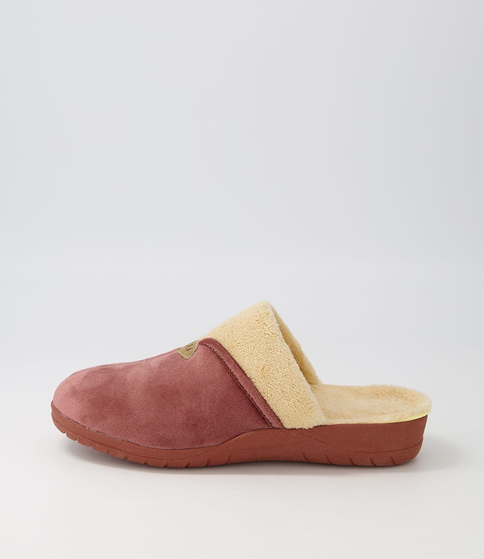 Comfy W Mink Beige Fur Microsuede Slippers
