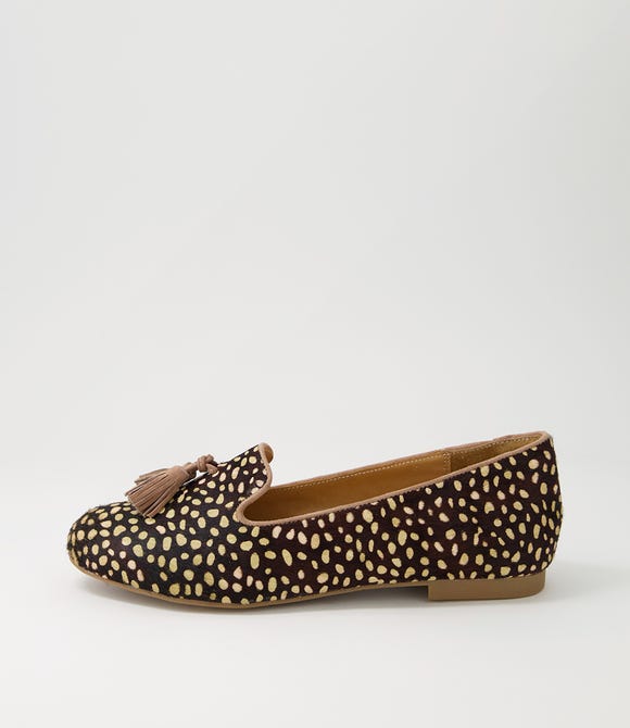 Charter Xf Tan Dot Leopard Choc Multi Flat Shoes
