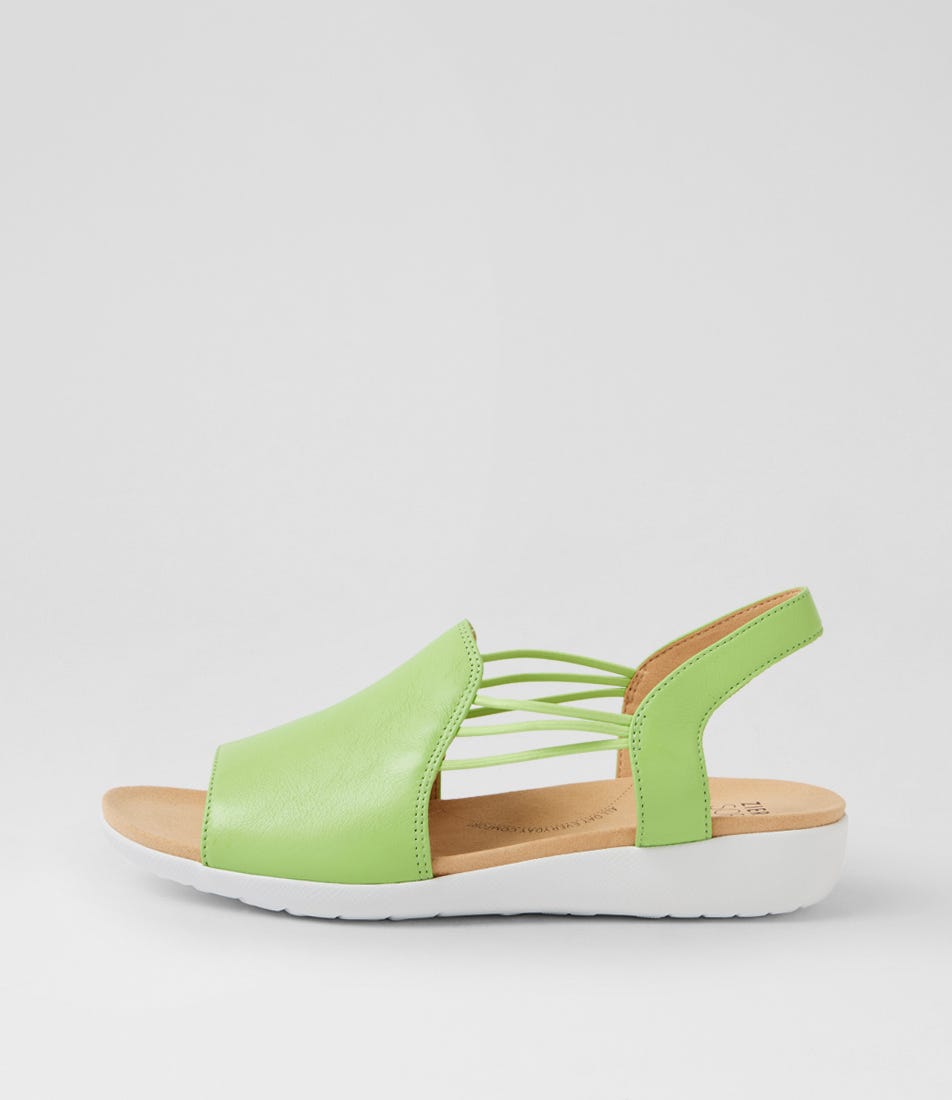 Udhays W Light Lime Leather Elastic Sandals