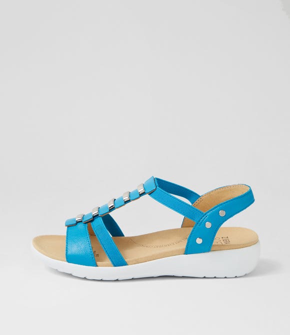 Ulover W Turquoise Leather Elastic Sandals