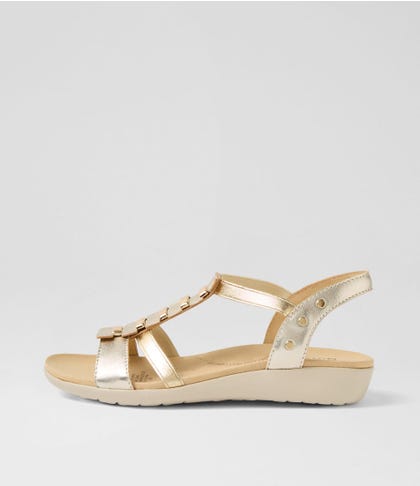 Ulover W Pale Gold Leather Elastic Sandals
