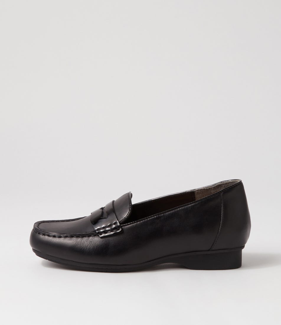 Finnit Xf Black Shine Leather Loafers by Ziera