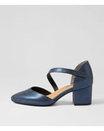 Vilmos Xw Navy Shimmer Leather Heels