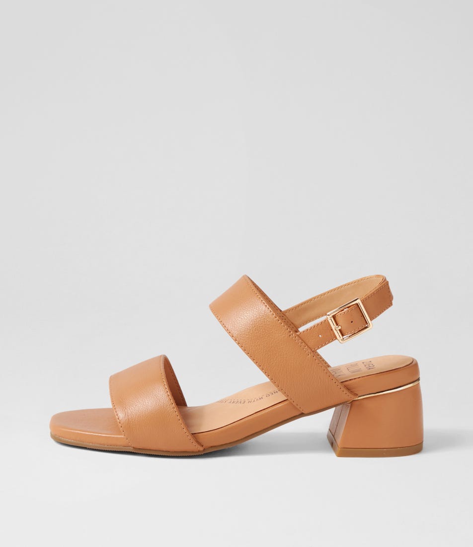 Caitlan W Tan Leather Sandals