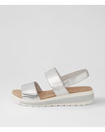 Garlin W Silver White Leather Sandals