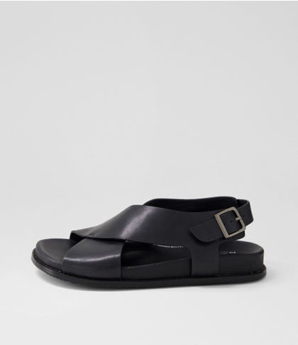 Hanako W Black Leather Sandals