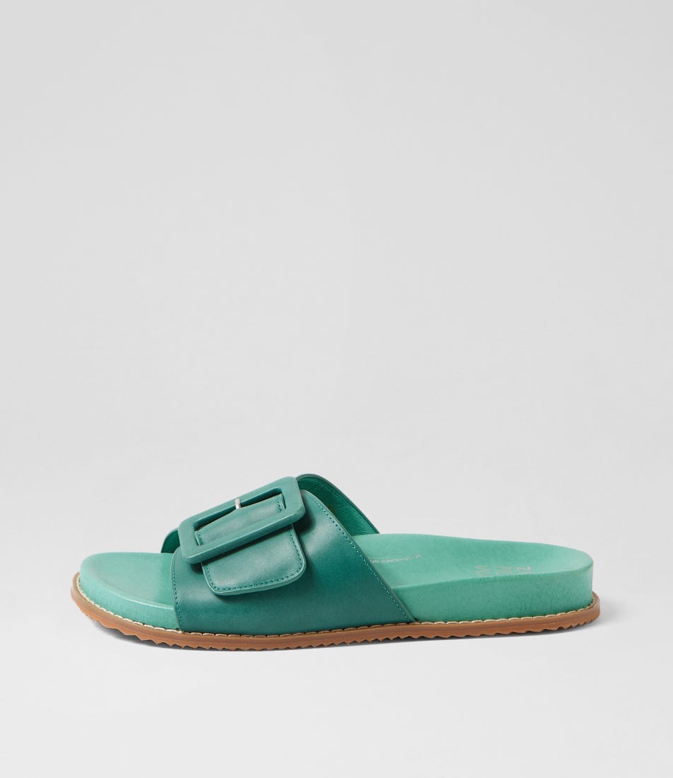 Hanyu W Jade Leather Slides by Ziera
