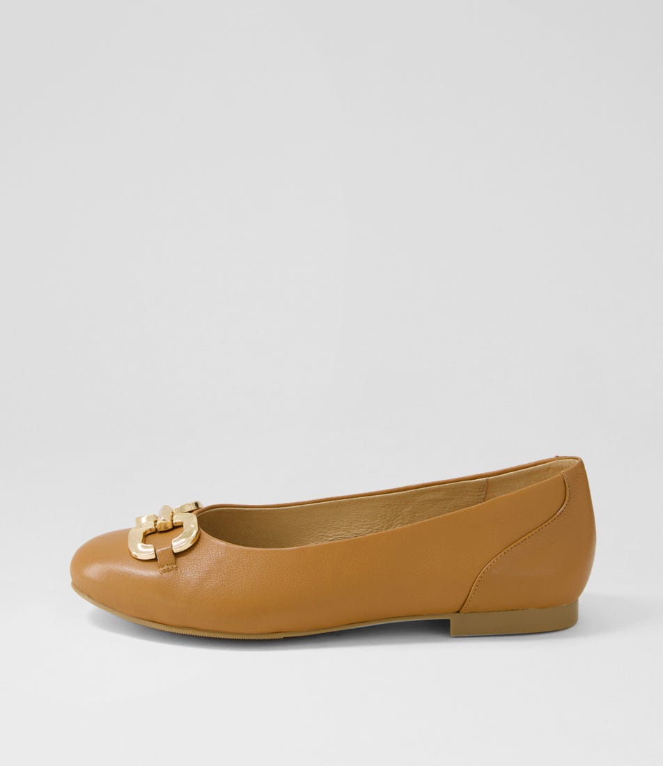 Chiana Xf Dark Tan Leather Ballet Flats