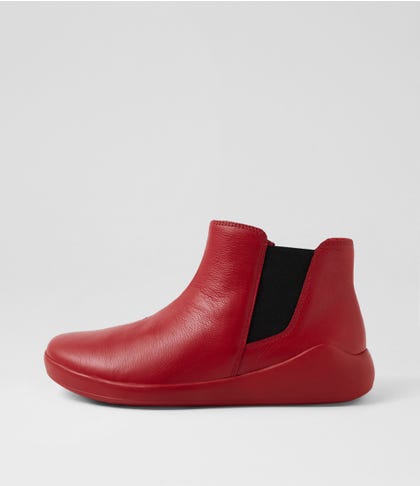 Yumba Xw Dark Red Leather Chelsea Boots