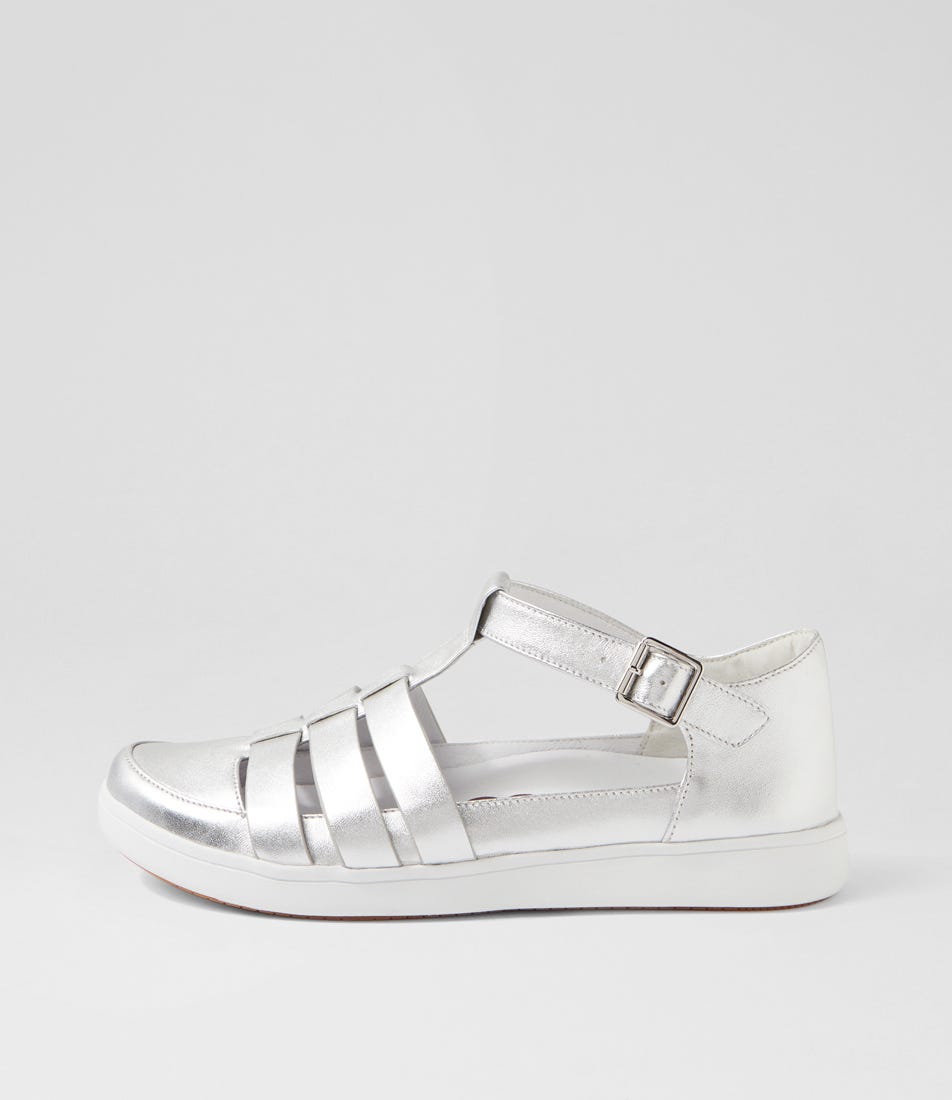 Dianey Xf Silver White Leather Flat Shoes