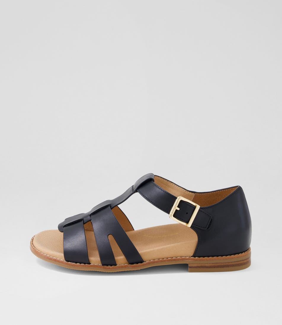 Jonston W Black Natural Leather Sandals