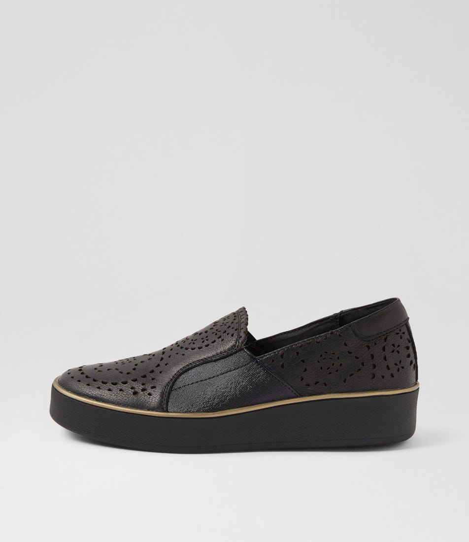 Zoria W Black Shine Leather Elastic Sneakers