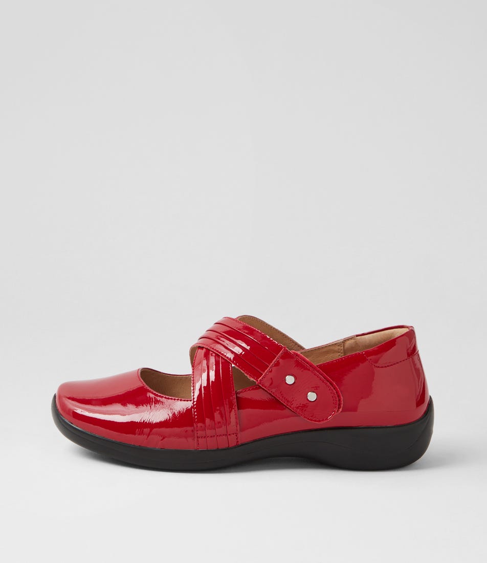 Jequie Xf Dark Red Patent Leather Flat Shoes