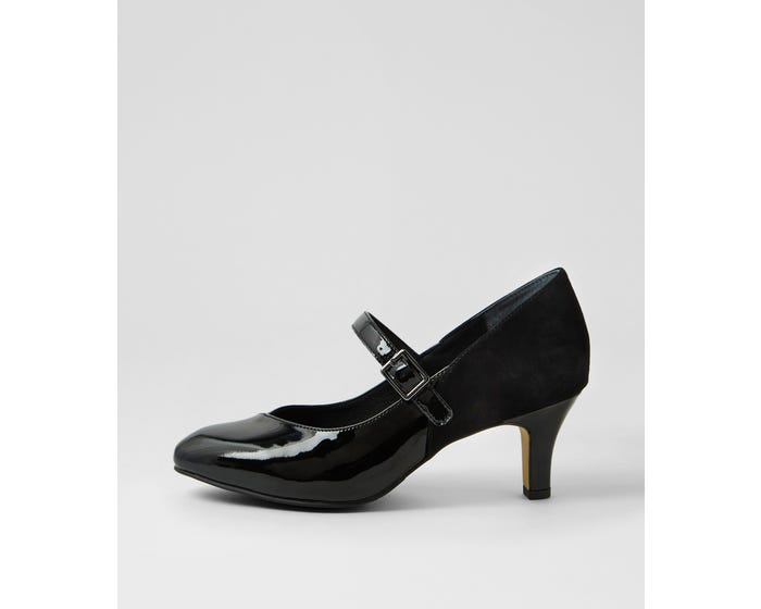 Trell Colors Trell Xw Black Patent Suede Mary Jane Heels by Ziera
