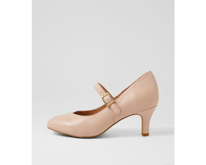 Trell Colors Trell Xw Nude Leather Mary Jane Heels by Ziera