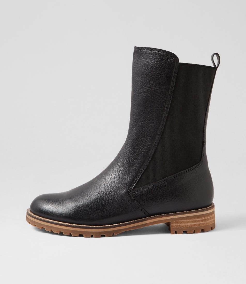 Mazzy W Black Natural Leather Ankle Boots