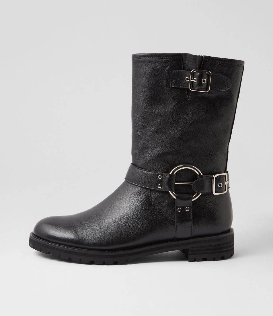 Moby W Black Leather Ankle Boots