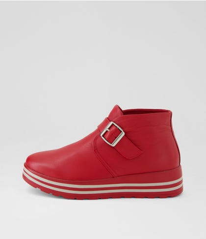 Vumba Xf Dark Red Leather Ankle Boots