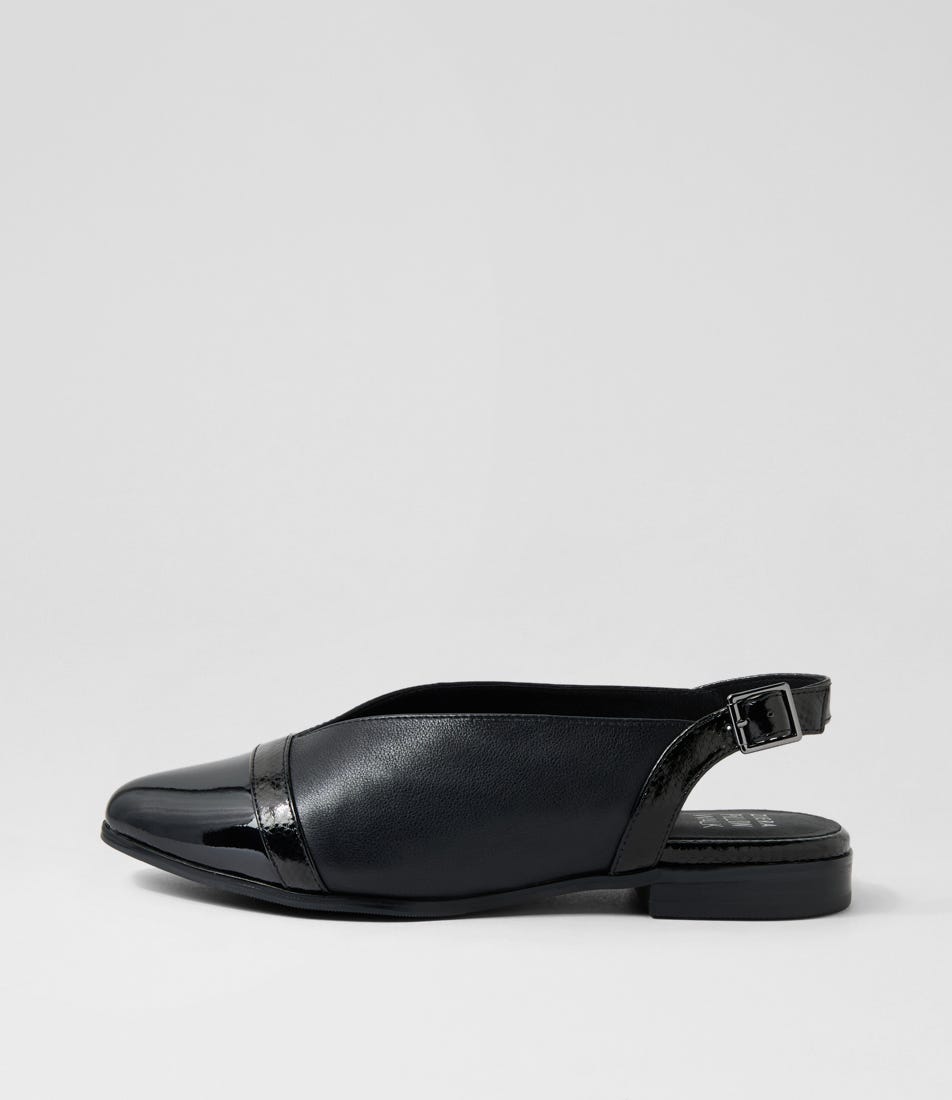 Oregal Xw Black Leather Flat Shoes