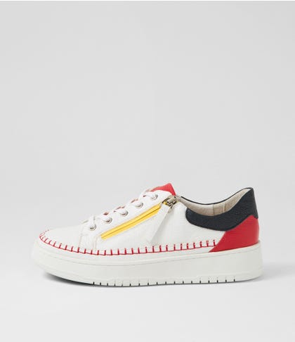 Hangel Xw White Red Multi Leather Sneakers