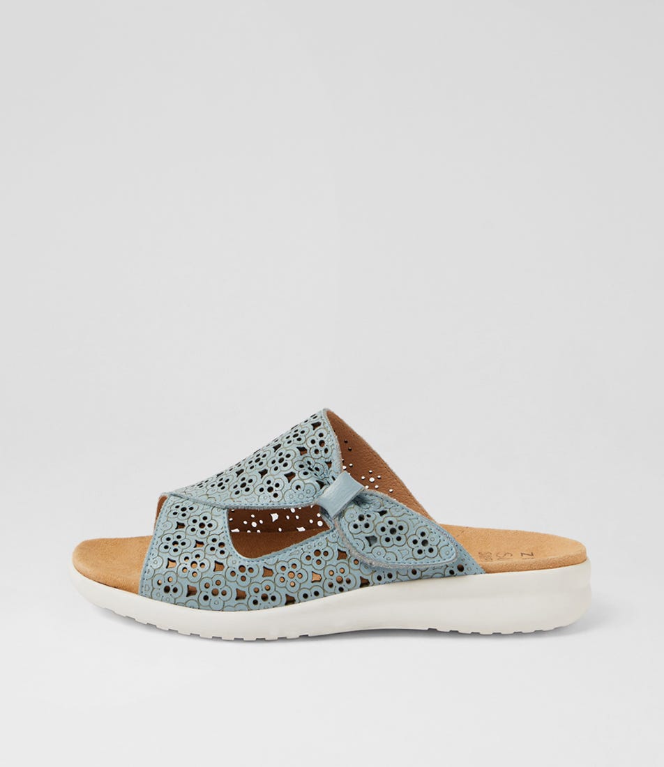 Binty Xw Denim White Leather Sandals