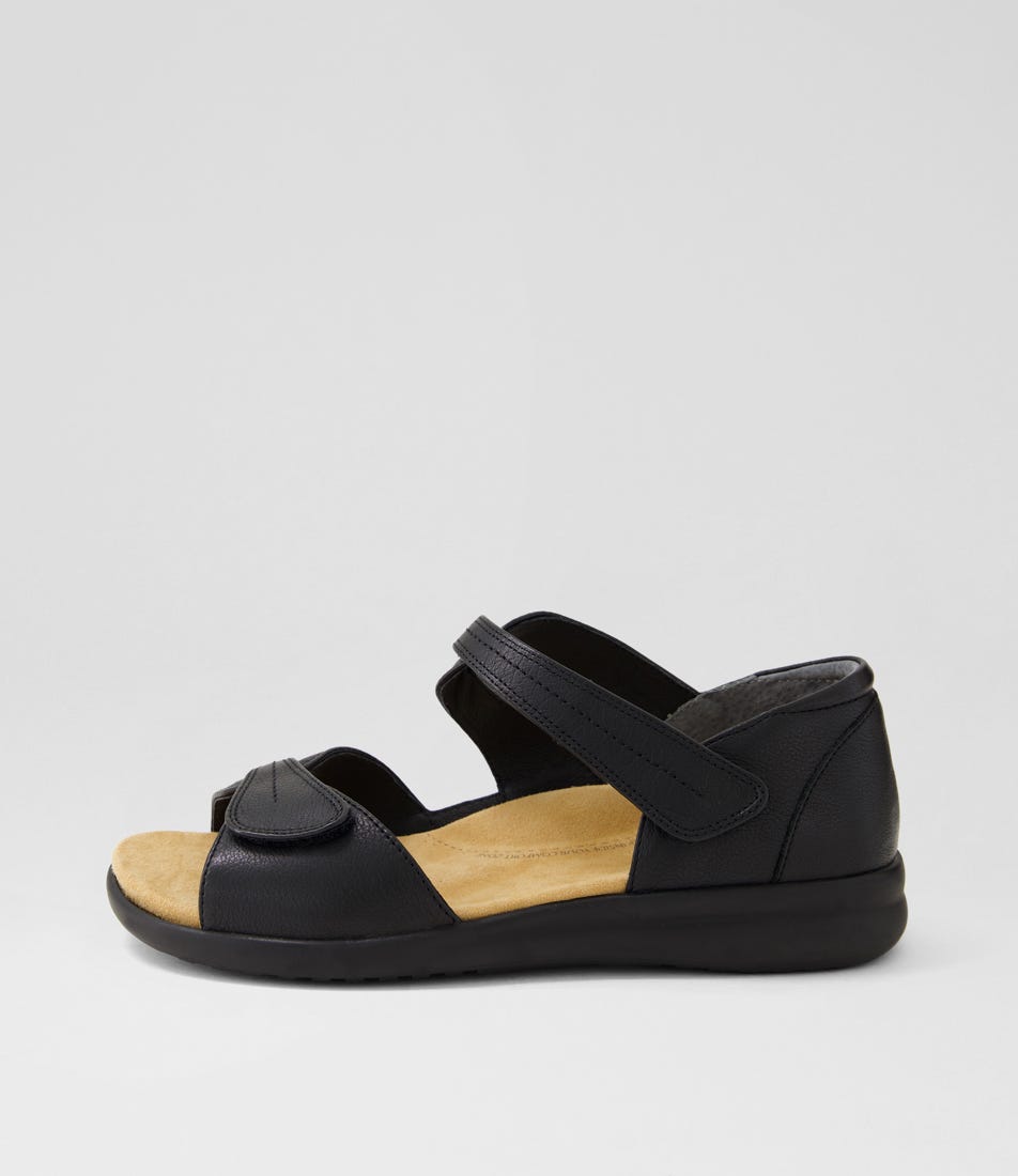 Bazra Xw Black Leather Sandals