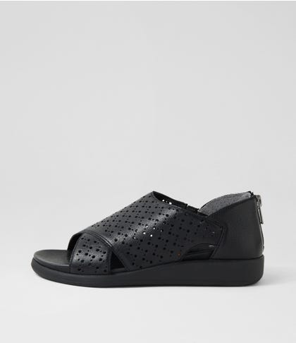Issela W Black Leather Sandals