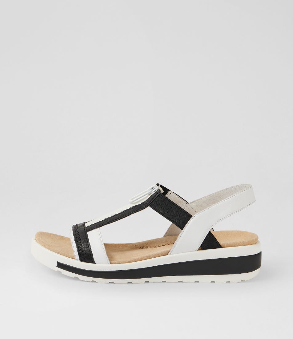 Gista W White Black Multi Leather Sandals