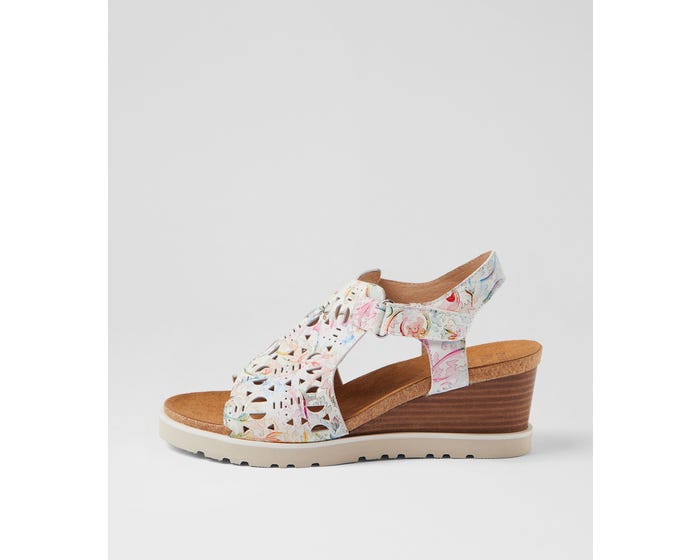 Prillo Prillo W Almond Floral Leather Sandals by Ziera