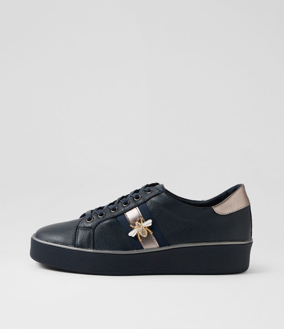 Zobuck W Navy Pewter Leather Sneakers