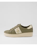Zobuck W Khaki Milk Pale Gold Leather Sneakers