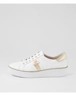 Zobuck W White Pale Gold Leather Sneakers